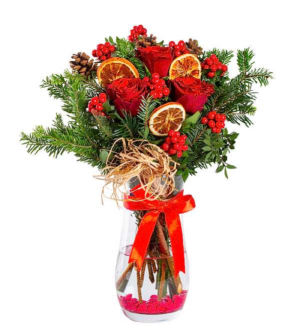 Damla Cam Vazoda Kokina ve K�rm�z� G�l