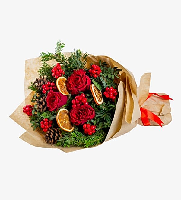 Kraft Ka��tta Kokina ve K�rm�z� G�l Buketi