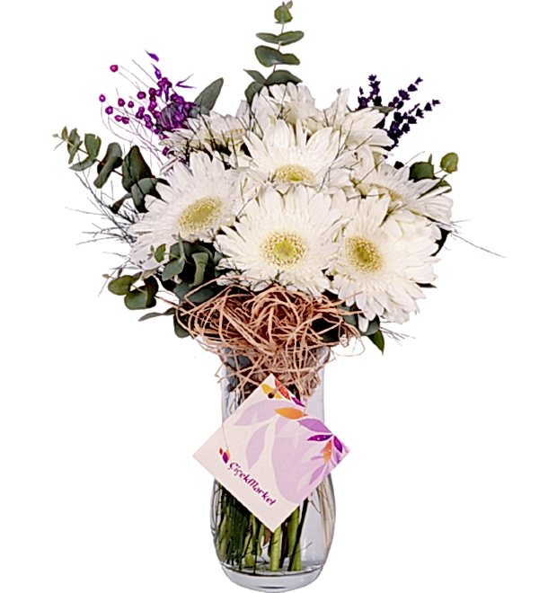 Beyaz Gerbera Vazosu