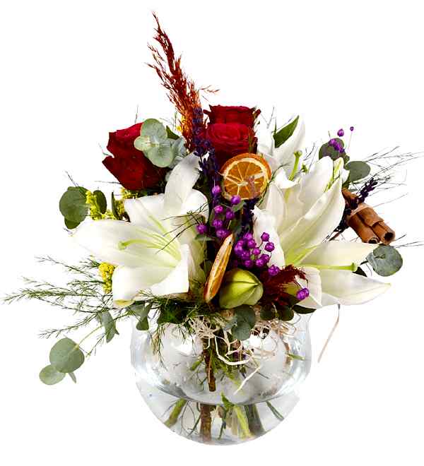 Mele�im Beyaz Lilyum ve K�rm�z� G�l