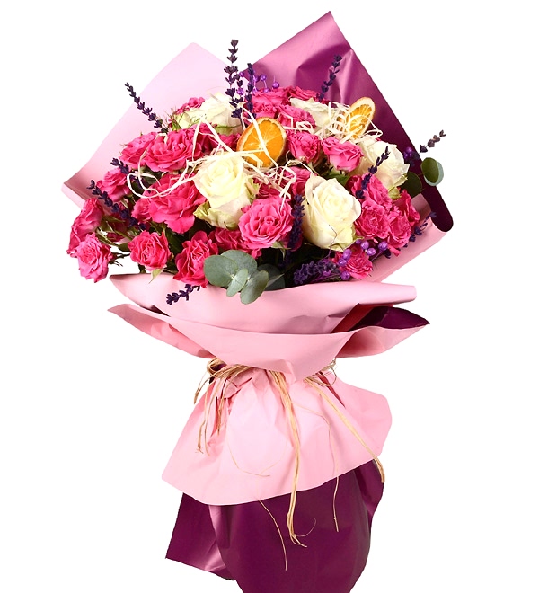 Pembe ve Beyaz G�l Buketi