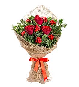 Y�lba�� �i�e�i Kokina ve K�rm�z� G�l Buketi