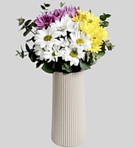 Bej Vazoda Renkli Papatyalar