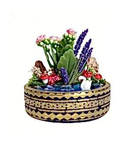 Antik Desenli Saks�da Pembe Kalan�o Teraryum