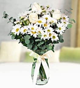 Beyaz Krizantem ve G�ller