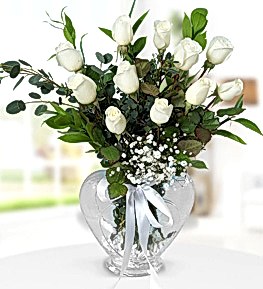 Kalpli Vazoda 11 Beyaz G�l