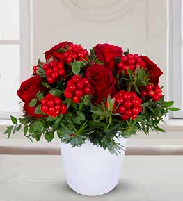 Yeni Y�l Aranjman� Kokina ve K�rm�z� G�l