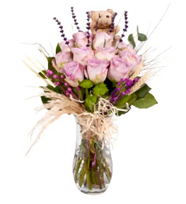 Lila G�l Vazosu ve Mini Ay�c�k