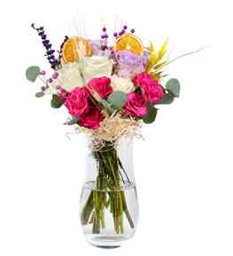 Kar���k Renkli G�l Vazosu