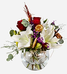 Mele�im Beyaz Lilyum ve K�rm�z� G�l