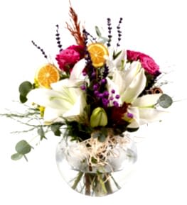 Mele�im Beyaz Lilyum ve Pembe G�l