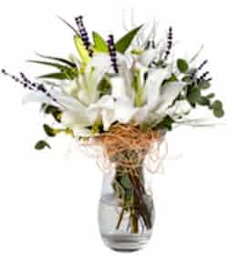 Kokulu Beyaz Lilyum Vazosu