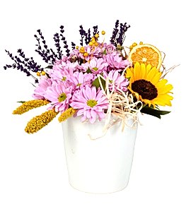 Seramikte Ay�i�ekleri Pembe Papatya ve Lavantalar