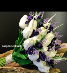 Beyaz Lale Gelin Buketi