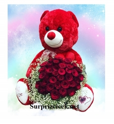 Büyük ayıcık ve 29 Adet Gül