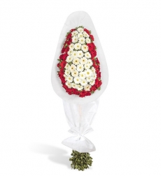 Kırmızı Beyaz Gerbera Tebrik Çelengi