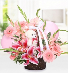 Kız Bebek için Çiçek Sepeti