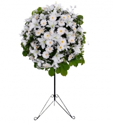 Beyaz lilyum ve beyaz gerbera ile hazırlanmış açılış, düğün, nişan ve nikah çiçeği.