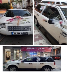 Gelin ve Nişan Arabası süslemesi Doğal Rafya ve Tüllü