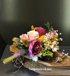 Yapay Fuşyalı Gelin Buketi