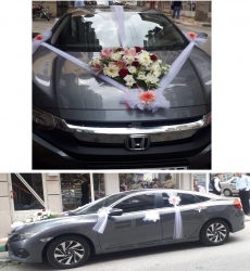 Gelin ve Nişan Arabası süslemesi Beyaz Pembe