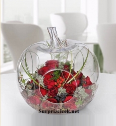 Elma Cam Vazo Güller